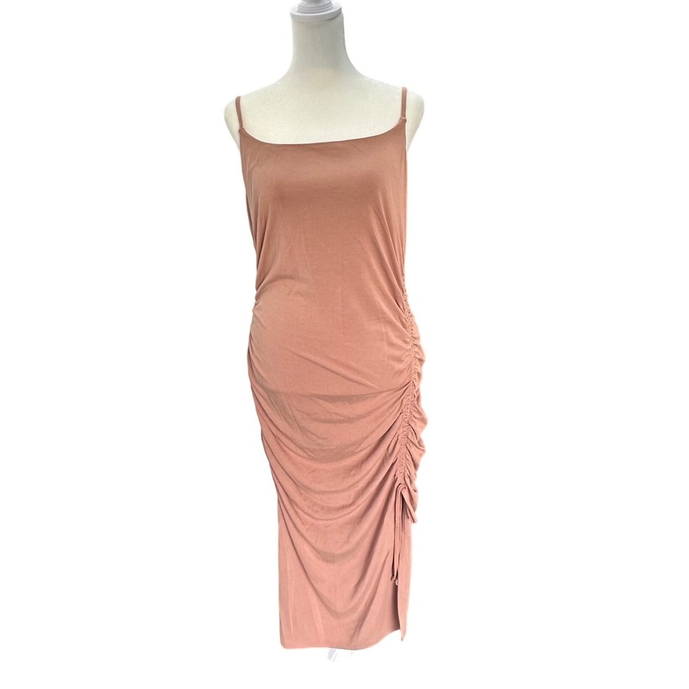 Express Ruched Bodycon Midi Dress Sleeveless Blush Pink Womens Size M Flirt Prom